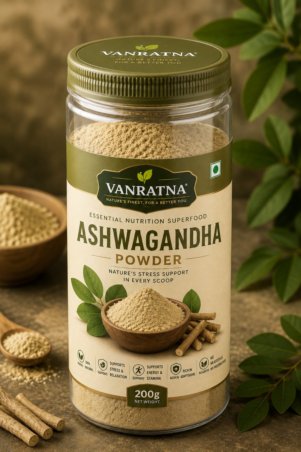 Vanratna Ashwagandha Powder | 100% Natural Ayurvedic Superfood | 200g
