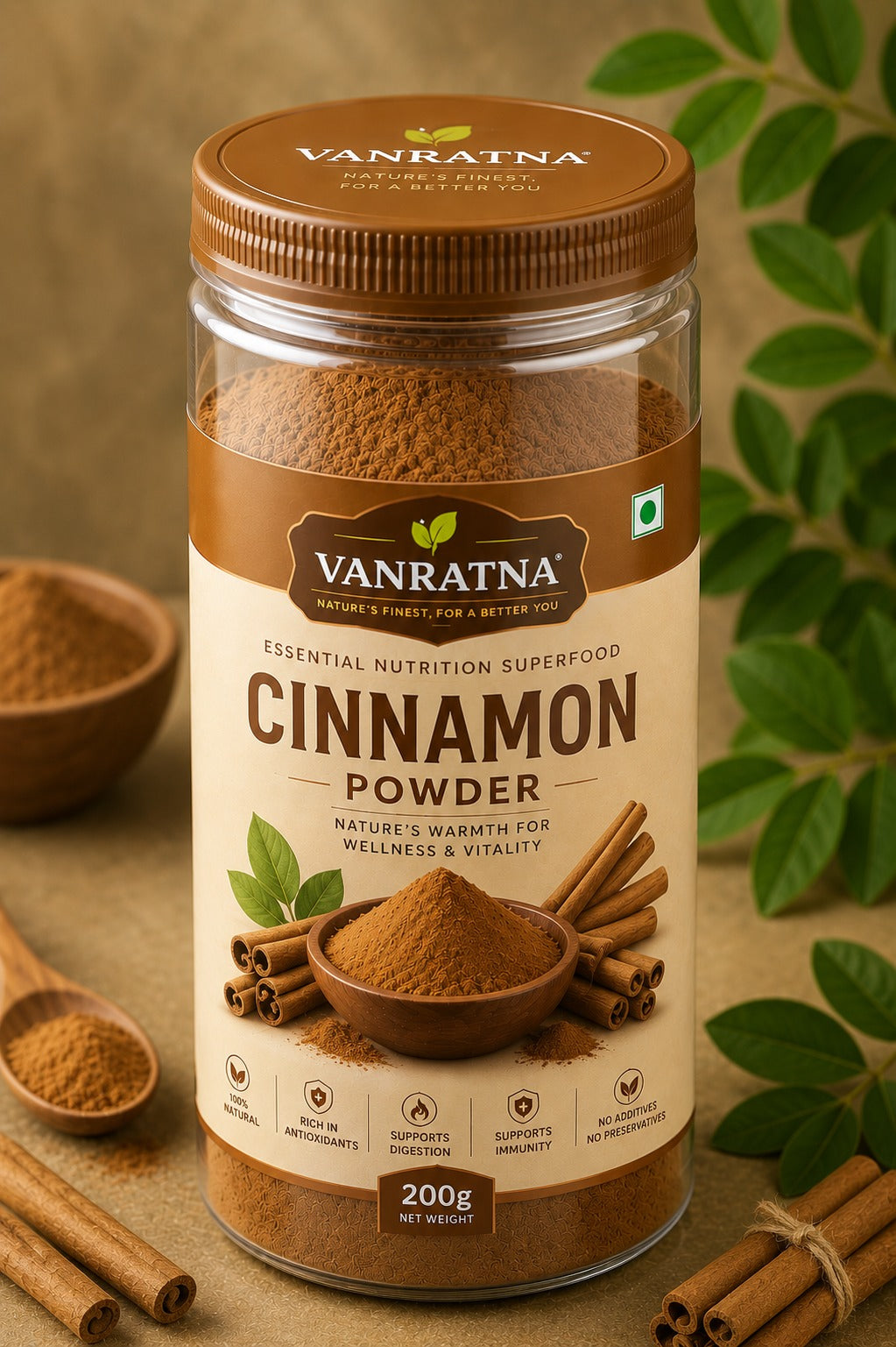 Vanratna Cinnamon Powder | 100% Natural Ayurvedic Superfood | 200g