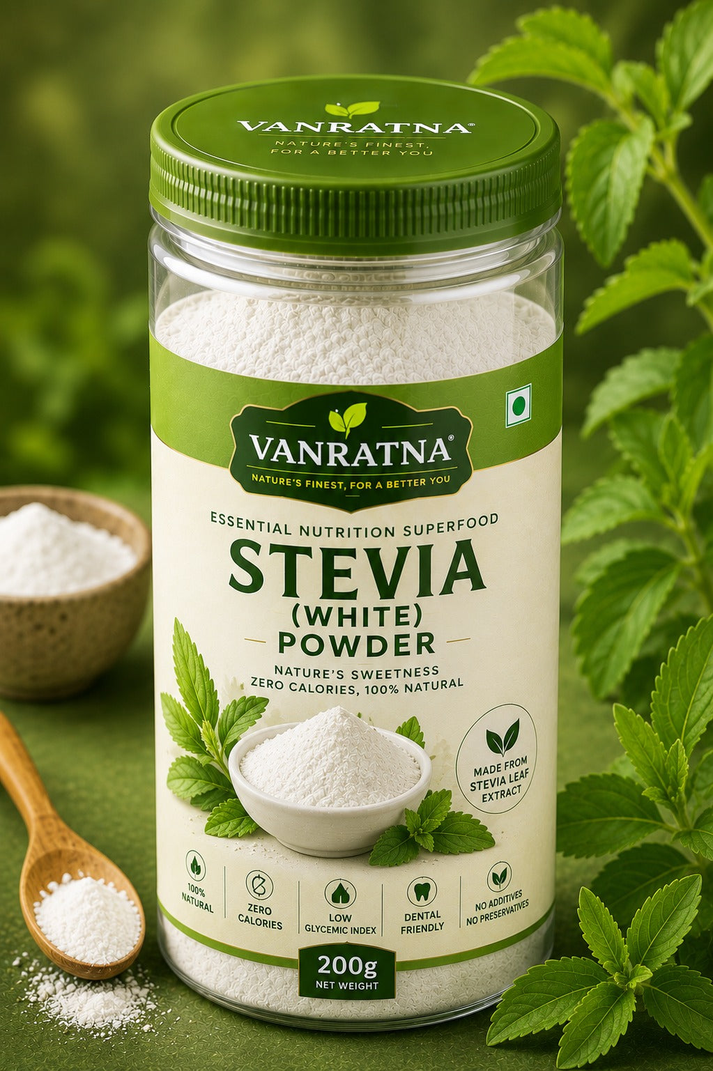 Vanratna Stevia Powder | 100% Natural Sweetener | 200g