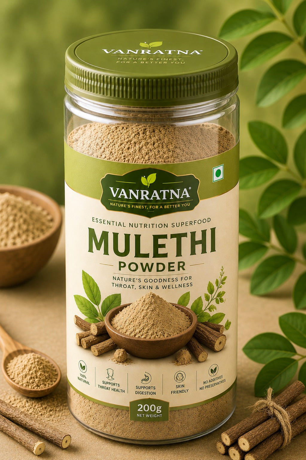 Vanratna Mulethi Powder | 100% Natural Ayurvedic Herb | 200g